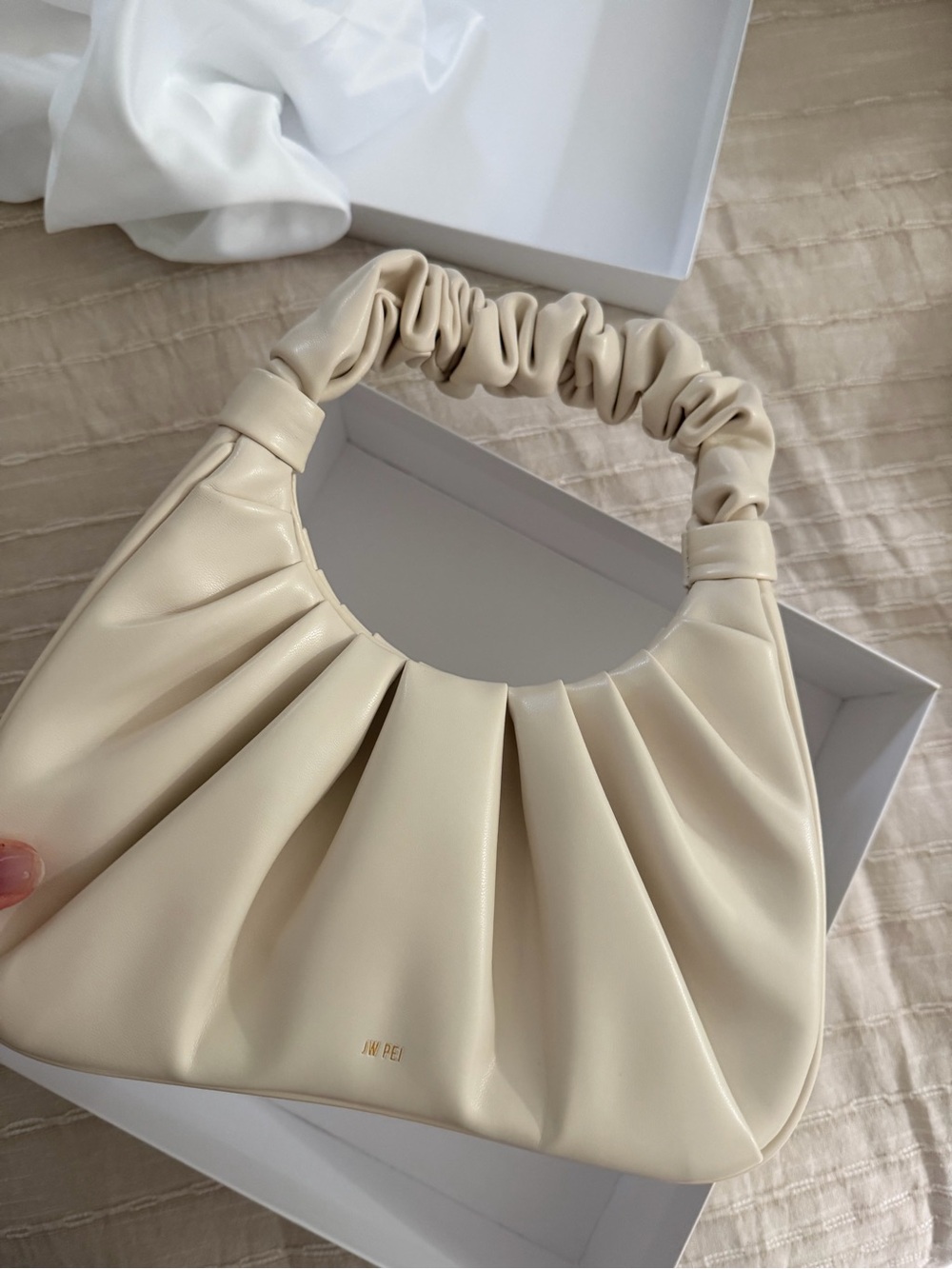 JW PEI Gabbi Ruched Hobo Handbag - White NWT